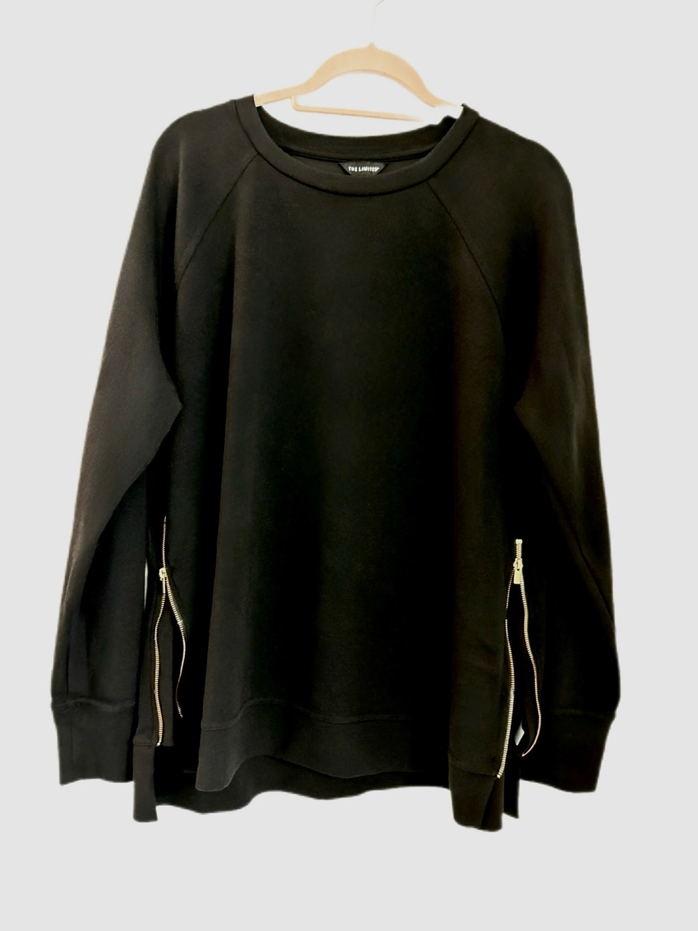 XL The Limited Black Crewneck Sweatshirt with Gold Zippers